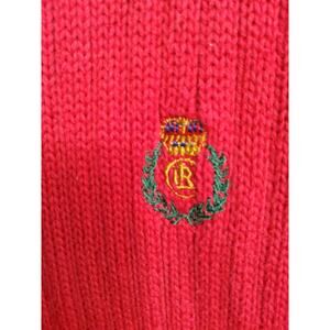 Vintage 90s Chaps Ralph Lauren Crest Chunky Knit Mens L red sweater preppy
